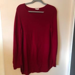 EILEEN FISHER CHERRY RED ORGANIC COTTON PULLOVER SWEATER TUNIC